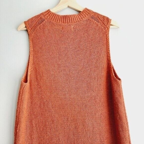 LOU & GREY Linen Cotton Blend Knit Sleeveless Shell Top Hi-Low Hem Sz L - Picture 5 of 8